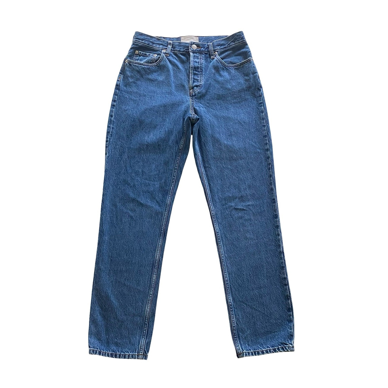 Everlane The 90s Cheeky Jean Blue 28 Tall High Rise Straight Button Fly Denim